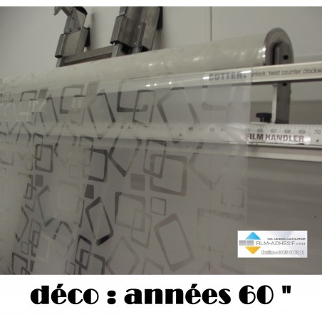 Film Adhésif Intimité Translucide Sablé avec Décoration Années 60