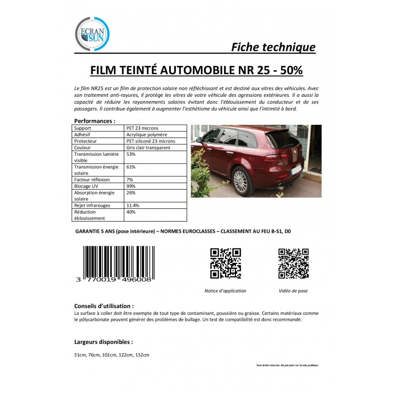 Film Teinté voiture Thermoformable avec 6 Teintes au Choix Film Teinté voiture Thermoformable avec 6 Teintes au Choix