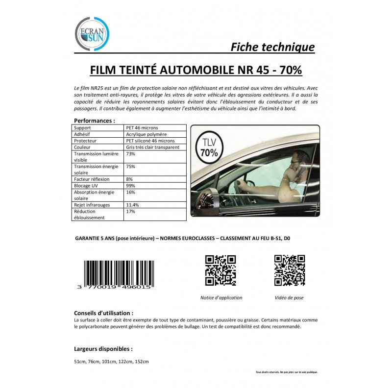 Film Teinté voiture Thermo formable Grosse Epaisseur Film Teinté voiture Thermo formable Grosse Epaisseur